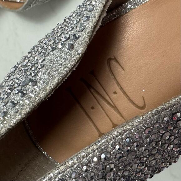 I.N.C Silver D’orsay Rhinestone Pointed Toe Pumps Heels Shoes Size 9 - Picture 7 of 9